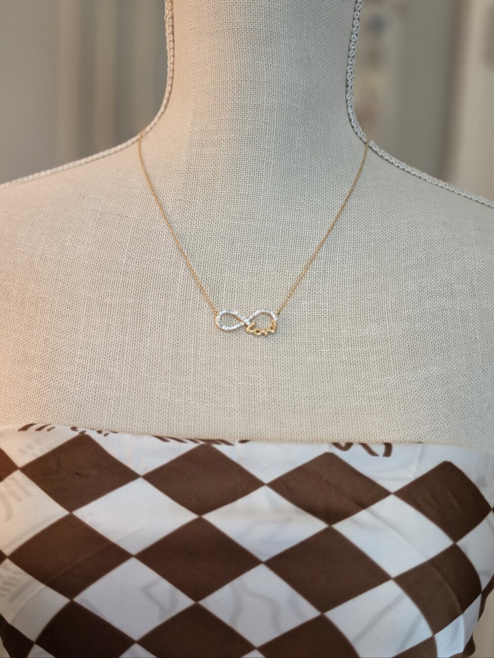 Gold Infinity Heart Pendant Necklace With Stones - Women Jewelry